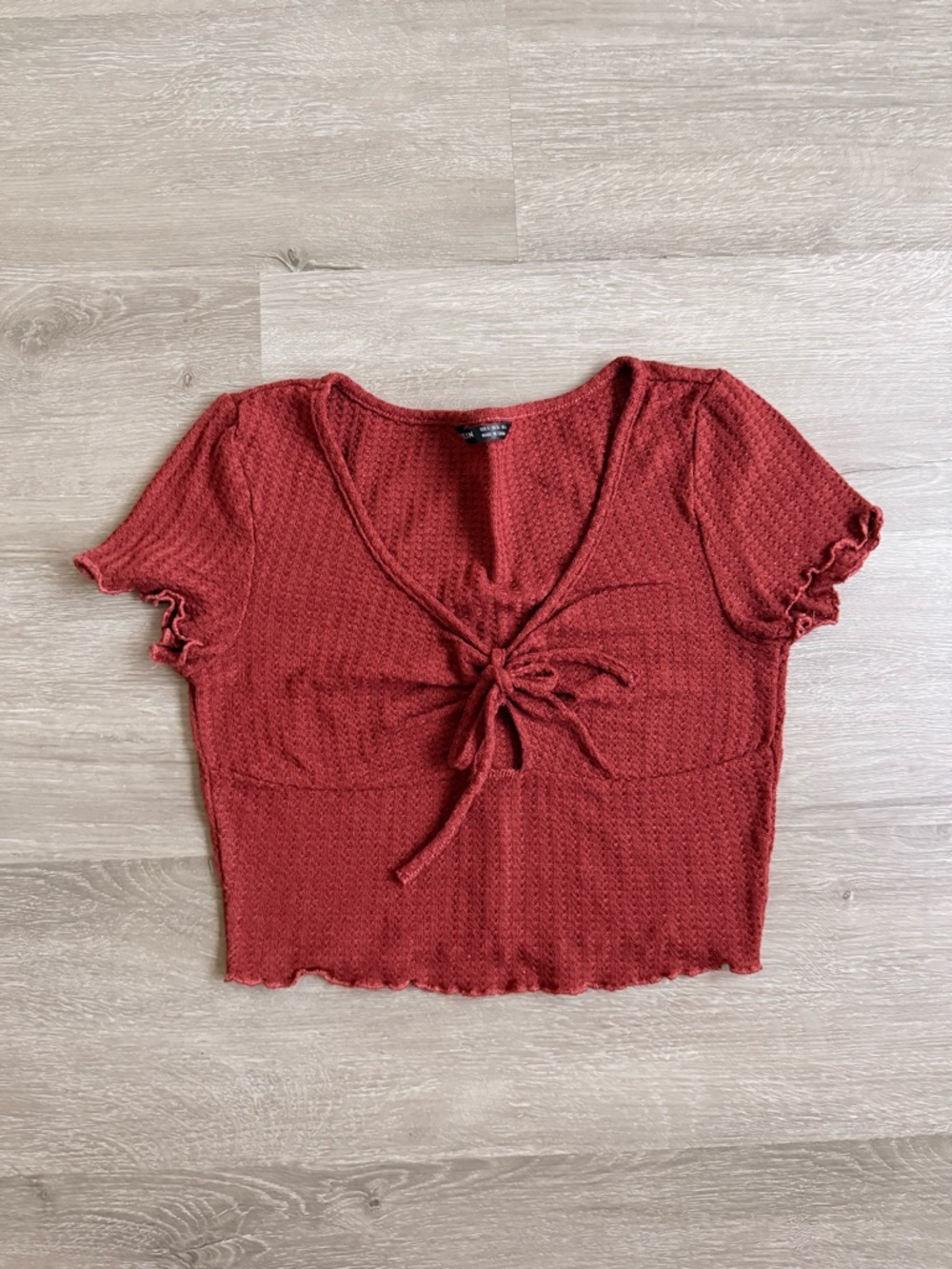 Women's Rust Tie-Front Knit Crop Top